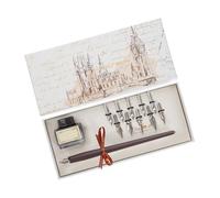 Uqezagpa Retro Dip Pen Holder Con Pennini Inglese scrittura Dip Pen Point Holder Obliqui Pennini Per Disegno Scrittura Ombreggiatura Obliquo Per Calligrafia Inglese Con