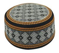 Uqezagpa Ricamo Emboss Turbante Cappello per Uomo Traspirante Kufi Preghiera EID Ramazan Hijabs Arabian Skull Turbante Cappello, A, No. 58