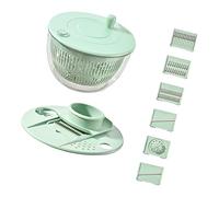 Uqezagpa Salvaspazio ad alta capacità doppio cestino centrifuga per insalata in acciaio inossidabile per alimenti Asciugatrice manuale a doppio strato centrifuga per insalata