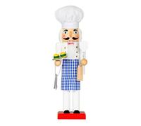 Uqezagpa Schiaccianoci Soldato Ornamento di Natale Chef Design Blu Scacchi Grembiule Figurine Decorazioni per la casa Centrotavola Scultura Blu A Scacchi Grembiule Chef Schiaccianoci Soldato