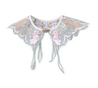 Uqezagpa Scialle per bambini Falso Collare Ricamo Yunjian Versatile Floreale Collare Staccabile Tradizionale Cinese Accessorie Camicia Mandarino Donna, bianco, Taglia unica