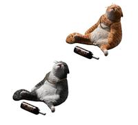 Uqezagpa Set di 2 statuette di colofonia di micio intossicato con espressioni di conteggio dettagliate, sostanza permanente, eccellente per libreria, scrivania, ponte, colofonia per auto