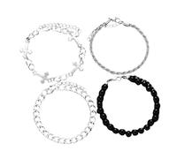 Uqezagpa Set di 4 croci perline eleganti e confortevoli gioielli da polso ideali per le donne e gioielli con simbolo di fede espressione di fede, Misura unica, come descritto