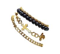 Uqezagpa Set di 4 croci perline eleganti e confortevoli gioielli da polso ideali per le donne e gioielli con simbolo di fede espressione di fede, Misura unica, come descritto