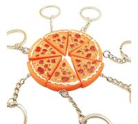 Uqezagpa Set di 7 collane con ciondolo a forma di pizza, realistica, in resina, set di portachiavi ispirati al cibo, 6.24x4.68in, lega di resina, Nessuna pietra preziosa