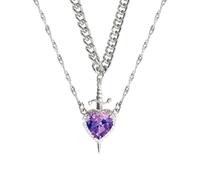 Uqezagpa Set di collane con cuore e spade che rappresentano la forza interiore e il coraggio per coppie o amici come regalo collana in acciaio inossidabile placcato nero, Misura unica, come descritto