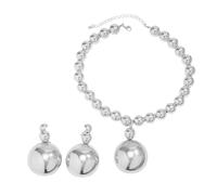 Uqezagpa Set di gioielli alla moda con collana e orecchini con perline, elegante accessorio per feste e incontri