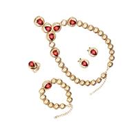 Uqezagpa Set di gioielli da sposa in cristallo scintillante collana e anelli in rilievo orecchini a goccia per le donne abito da sposa collana scintillante per le donne, Misura unica, come descritto