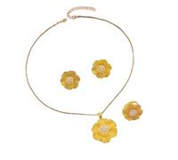 Uqezagpa Set di gioielli multifunzionali con fiori in lega collana orecchini anelli set di gioielli da indossare tutti i giorni regalo per trendsetter fiore alla moda per le donne