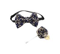 Uqezagpa Set di papillon e fiore all'occhiello alla moda per ragazzi ed eventi formali per bambini piccoli signori corpetto cravatta set ragazzi papillon, Foglie blu., Taglia unica