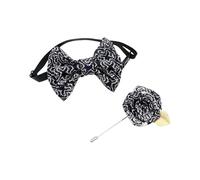 Uqezagpa Set di papillon e fiore all'occhiello alla moda per ragazzi ed eventi formali per bambini piccoli signori corpetto cravatta set ragazzi papillon, Fiocco di neve bianco, Taglia unica