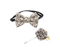 Uqezagpa Set di papillon e fiore all'occhiello alla moda per ragazzi ed eventi formali per bambini piccoli signori corpetto cravatta set ragazzi papillon, foglie bianche, Taglia unica