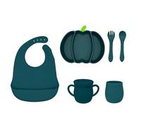 Uqezagpa Set di piatti di alimentazione in silicone a forma di zucca di Halloween Pratico vassoio per servire cibo con ventosa sicuro strumento da pranzo piatti di alimentazione