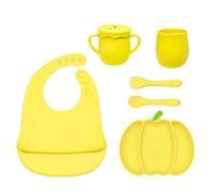 Uqezagpa Set di piatti di alimentazione in silicone a forma di zucca di Halloween Pratico vassoio per servire cibo con ventosa sicuro strumento da pranzo piatti di alimentazione