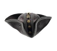 Uqezagpa Stile punk goffrato in pelle PU cappello da pirata accessori costume per eventi fantasy e uso quotidiano Halloween pirata costume accessorio