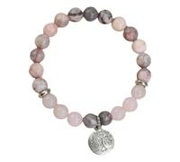 Uqezagpa Stretching Reflection Stone Bangle Rose Equid Pattern Albero Simbolo Perle lisce Anallergico Gioielli Spirituali Presente Texture Unica Pietra Stretching Bangle