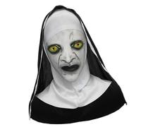 Uqezagpa Suora in lattice con dettaglio del viso a tema terrore, ideale per feste di Halloween, riunioni a tema e appassionati di cosplay, protesi facciali per Halloween, cosplay, suora
