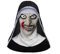 Uqezagpa Suora in lattice con dettaglio del viso a tema terrore, ideale per feste di Halloween, riunioni a tema e appassionati di cosplay, protesi facciali per Halloween, cosplay, suora