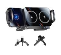 Uqezagpa Supporto per auto con rotazione a 360 gradi, 15 W, ricarica rapida, design pieghevole con bloccaggio automatico per smartphone, supporto per telefono con design di ricarica e raffreddamento