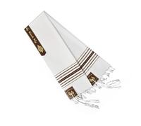 Uqezagpa Tradizionale scialle da preghiera con frange di lettere ebraiche Tallit per cerimonie spirituali evento religioso unisex design preghiere scialle per adulti, Marrone, Taglia unica