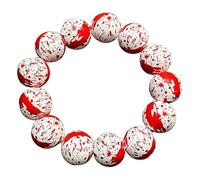 Uqezagpa Trendy Halloween Charm Bangle Legno Perline Unico Scheletro Occhio Gocce di Sangue Zucca Design Catena Della Mano Per Le Donne Moda Zucca Ragnatela Bead, Misura unica, come descritto