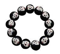 Uqezagpa Trendy Halloween Charm Bangle Legno Perline Unico Scheletro Occhio Gocce di Sangue Zucca Design Catena Della Mano Per Le Donne Moda Zucca Ragnatela Bead, Misura unica, come descritto