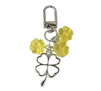 Uqezagpa Trendy Resina Lega Bead Phone Chain Four Leaf Clovers Keychain Charm Cellulare Lanyard Per Individui Alla Moda Lega Resina Bead Bag Pendente, Misura unica, come descritto, come descritto
