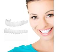 uqlpxz 2 Coppie Faccette Denti Finti,Istantanee Sorriso Dentiera Provvisoria Cosmetici Superiore e Inferiore per Uomini e Donne Sbiancamento dei Denti Coprire i Denti Difettosi