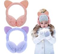 UQMIQURA Paraorecchie Invernali per Bambini, 2 Pezzi Copriorecchie Regolabili, Antivento Gatto di Modo Peluche Morbido Confortevole Ear Cover per Regali di Natale Sci Ciclismo