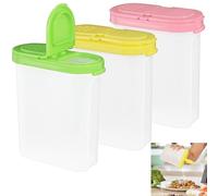 UQMIQURA Set di 3 contenitori per spezie, 250 ml, trasparenti con coperchi pieghevoli, da cucina, ermetici, per spezie, sale, pepe