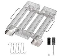 UQTUKO Generatore di fumo freddo con manico, in acciaio inox con gancio e spazzola per la pulizia, per barbecue, affumicatore, riutilizzabile, 22,5 x 21 x 4 cm