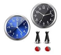 UQTUKO Orologio da auto, 2 pezzi, mini orologio per cruscotto, cruscotto, cruscotto, con foro di ventilazione, clip e cuscinetto adesivo, orologio da auto da incollare, piccolo orologio da parete per