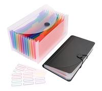 Uquelic 13 Tasche Cartelle a Soffietto Espandibili 2Pcs Espansione Cartella dei File Raccoglitore Documenti Cartella Fisarmonica - Formato Portacambiali 26x13x3.5 cm (Bianco e Nero)