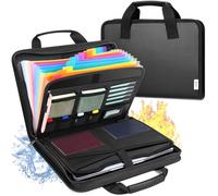 Uquelic Cartella Portadocumenti Espandibile A4 File Organzier Ignifuga con 12 Scomparti,Cerniera Impermeabile, Fisarmonica Porta Documenti Espandibile con più Tasche Portaoggetti, Maniglia (Nero)
