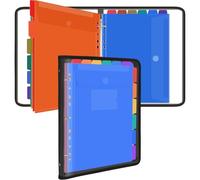 Uquelic Raccoglitore ad anelli A4, organizer per documenti con 12 tasche perforate, sacchetti in vinile trasparente con cerniera, cartelle in plastica, portadocumenti impermeabili per scuola, casa,
