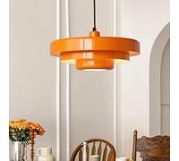 UQVUFIYJ Lampada a Sospensione in Metallo con Paralume a 3 Strati, dimmerabile, Lampada a Sospensione Industriale sopra Il Tavolo, Lampada a Sospensione in Stile Nordico(Orange)