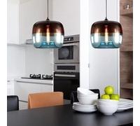 UQVUFIYJ Lampada a Sospensione Moderna Semplice e Moderna, Lanterna in Vetro colorato, faretto Quadrato, Lampada a Sospensione a Testa Singola, Lampada da soffitto(Blue,White Light)