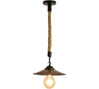 UQVUFIYJ Lampadario Creativo Semplice a Testa Singola in Ferro battuto retrò for soffitta, luci a Corda di Canapa, Lampada a Sospensione for Interni, Altezza Regolabile
