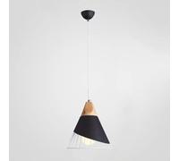 UQVUFIYJ Lampadario Moderno colorato, lampadario Decorativo in Legno, lampadario Industriale Moderno e Semplice, lampadario a Sospensione con Testa Singola E27(Black)