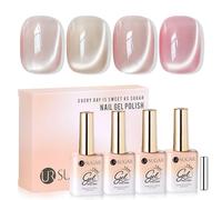 UR SUGAR 15ML Smalto Semipermanente Magnetico, 4 Colori Smalti Semipermanenti per Unghie Glitter Rosa Cat Eye Gel Polish con Magnete, Smalti Gel per Unghie Soak Off UV LED French Manicure
