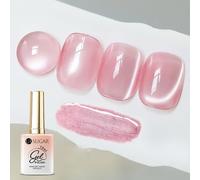 UR SUGAR Gatto Magnetico Occhio UV Gel Smalto Unghie, 15ML Cateye Magnet Pink Crystal Jelly Glitter, Gel Smalto Unghie Argento Olografico Cat Eye per Nail Art Manicure Salon