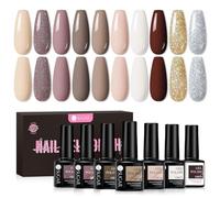 UR SUGAR Smalto Semipermanente Unghie, 10 Colori Smalti Semipermanenti per Unghie Marrone Nude Bianco, Smalti Gel per Unghie UV LED Soak Off Manicure per Principianti Nail Art Set