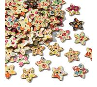 UR URLIFEHALL 100 bottoni a forma di stella in legno, 2 fori, a cinque punte, a forma di stella, bottoni da cucito per artigianato, abbigliamento, cardmarking e scrapbooking