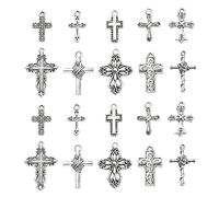 UR URLIFEHALL 100 ciondoli religiosi a forma di crocifisso, in argento anticato, 10 stili, per la creazione di gioielli, fai da te, decorazioni per la casa