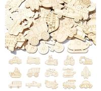 UR URLIFEHALL 100 sagome in legno non finite a forma di veicolo con mezzi di trasporto, forme artigianali per etichette, decoupage, fai da te, scrapbooking, creazione di biglietti