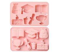 UR URLIFEHALL 2 Pezzi Stampi in Silicone a Tema Universitario Libro Cappello di Laurea Stampi per Pasta di Zucchero per Gelatina Cioccolato Torta Biscotti Caramelle Sapone Decorazioni per Cupcake