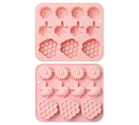 UR URLIFEHALL 2 stampi in silicone a forma di ape e nido d'ape, a forma di fiore, stampi per cioccolatini, decorazioni per torte, caramelle, cupcake, sapone, gelatina, biscotti, cubetti di ghiaccio