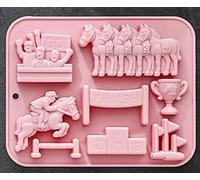 UR URLIFEHALL 2 stampi in silicone a forma di trofeo a forma di podio a forma di cavallo da corsa, per cuocere gelatine, caramelle, torte, biscotti, dessert