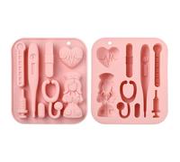UR URLIFEHALL 2 stampi in silicone a tema infermiera a forma di cuore, stetoscopio, per cioccolato, pane, torte, caramelle, budini, burro