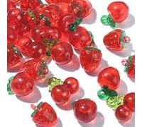 UR URLIFEHALL 30 ciondoli 3D in acrilico trasparente a forma di frutta, mela, ciliegia, fragola, per gioielli fai da te, artigianato